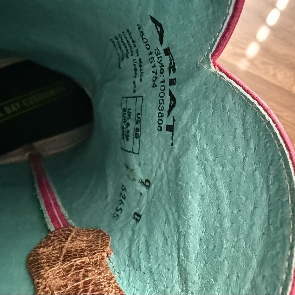 Ariat Turquoise and Pink Cowboy Boots - Picture 3 of 3